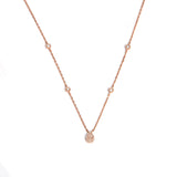 14k rose gold diamond pear and bezel necklace