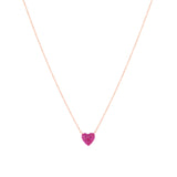 14k gold ruby with color rhodium heart necklace