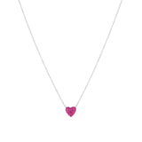 14k gold ruby with color rhodium heart necklace