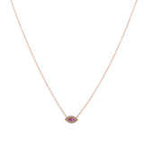 14k gold diamond pink sapphire marquis necklace