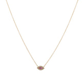 14k gold diamond pink sapphire marquis necklace