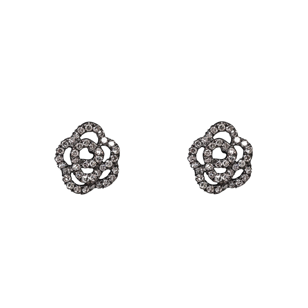 14k gold diamond rosette posts