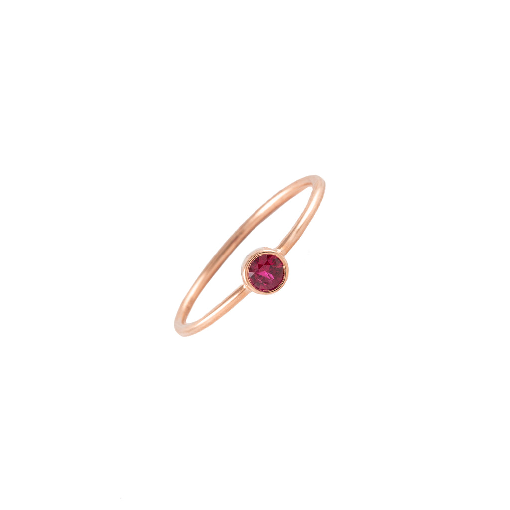 14k gold ruby dot ring