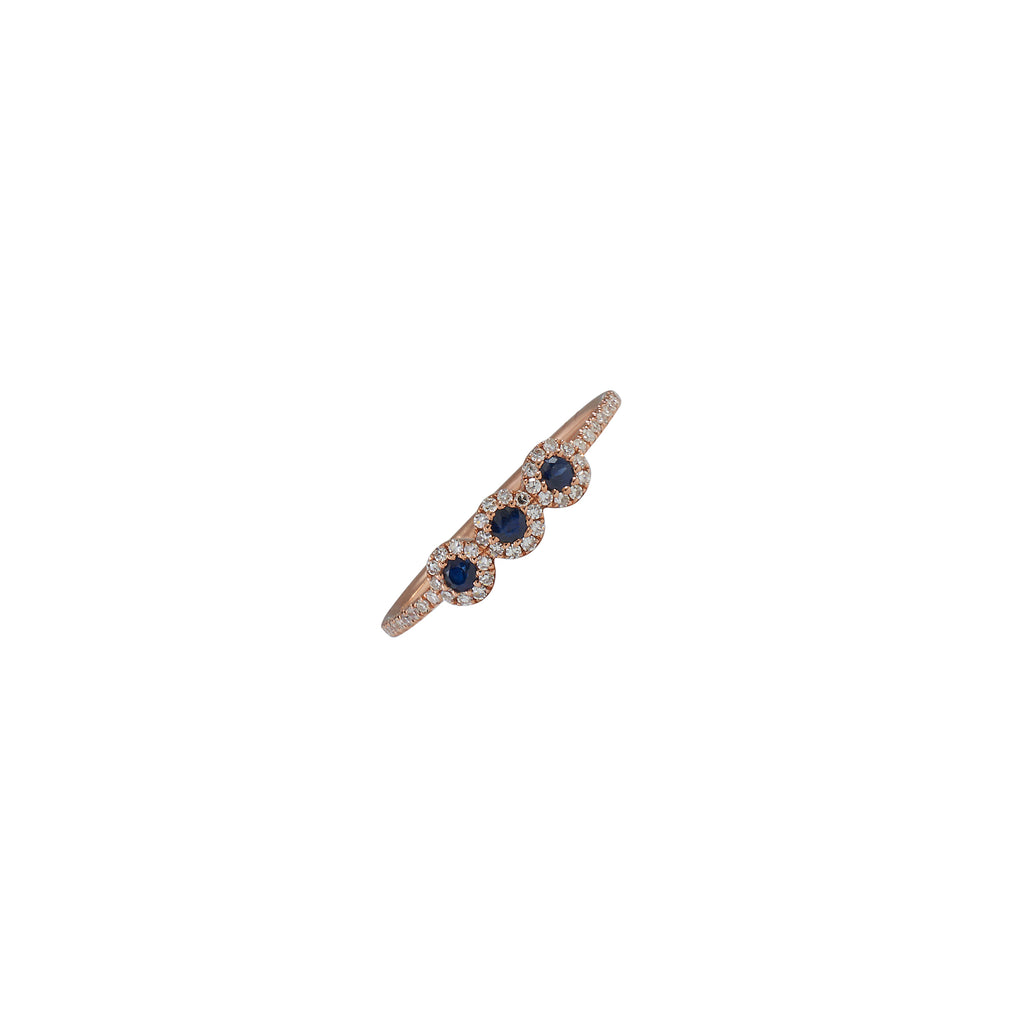 14k rose gold diamond and sapphire ring