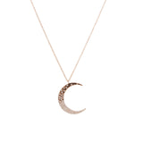 14k gold scattered diamond moon pendant