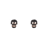 14k rose gold black diamond skull studs
