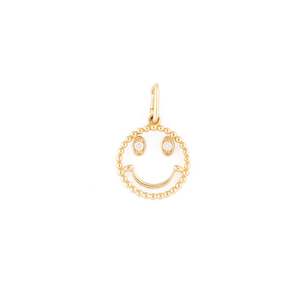 14k gold diamond smiley charm