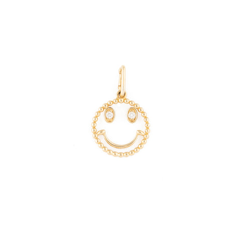 14k gold diamond smiley charm