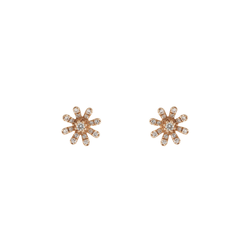 14k gold diamond snowflake flower studs