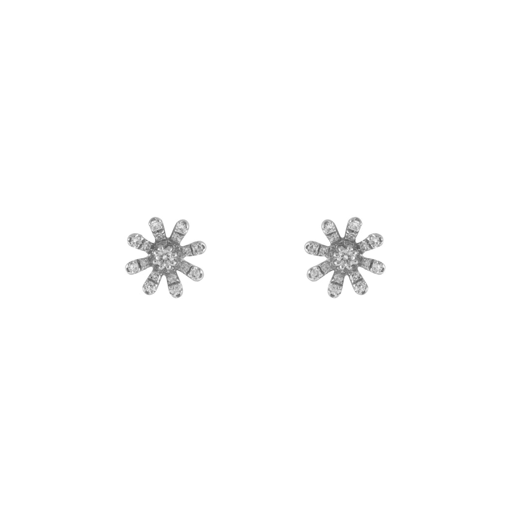 14k gold diamond snowflake flower studs