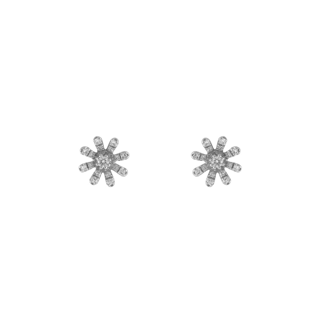 14k gold diamond snowflake flower studs