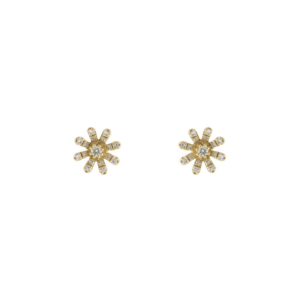 14k gold diamond snowflake flower studs