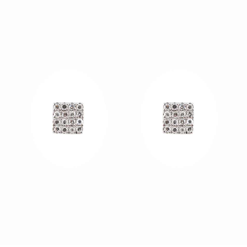 14k gold diamond single square post