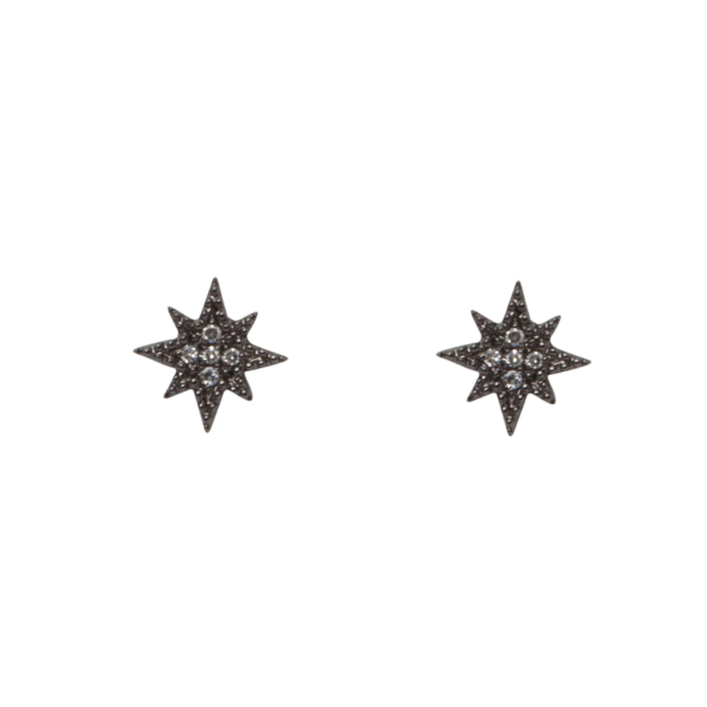 14k gold diamond single mini starburst post