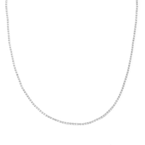 14k gold stunning diamond tennis necklace - 16