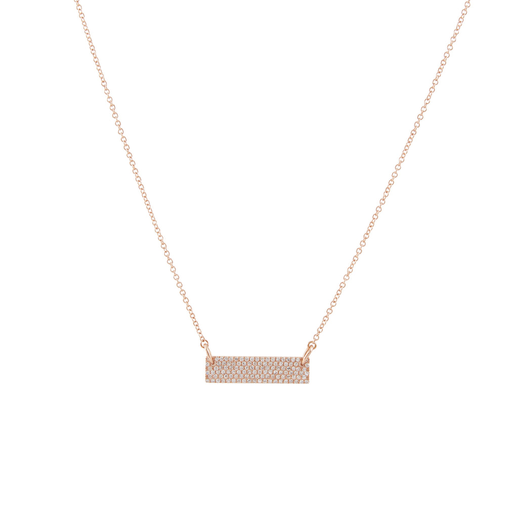 14k gold diamond thick bar necklace with jumprings