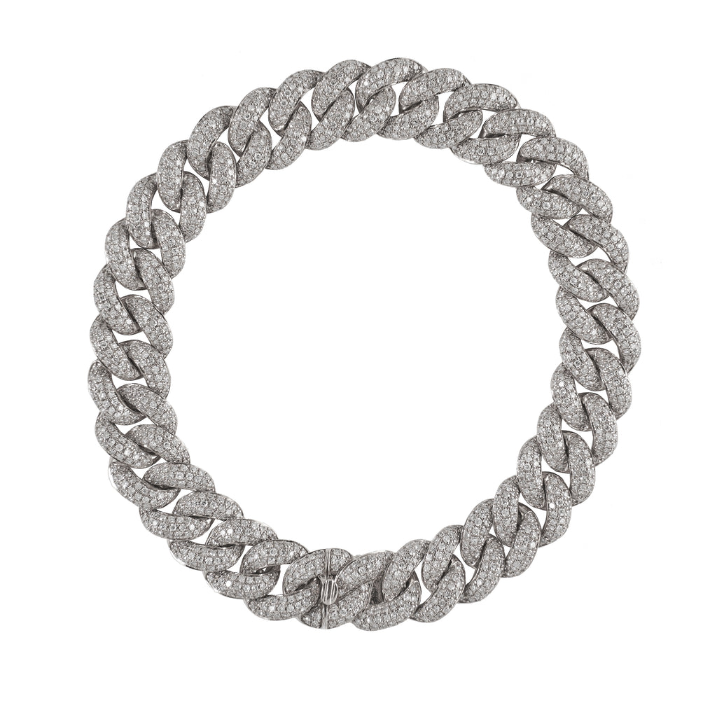 14k gold diamond large chain link bracelet