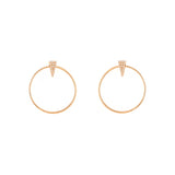 14k rose gold oblong triangle small open circle hoops with post