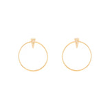 14k gold oblong triangle small open circle hoops with post