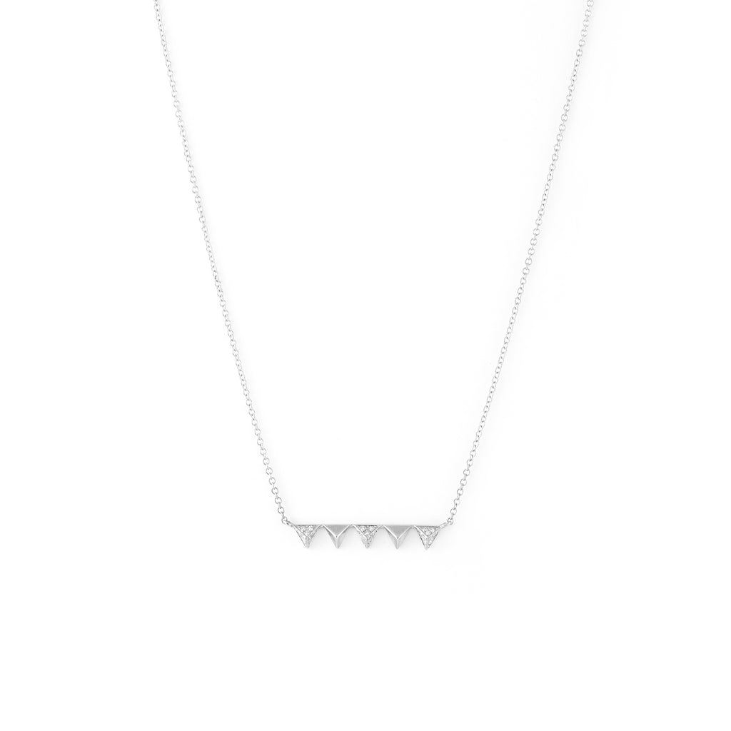 14k gold diamond triangle pyramid bar necklace