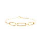 14k gold triple diamond link paperclip bracelet