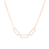14k gold triple diamond link paperclip necklace