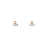 14k gold triple rose cut diamond cluster studs