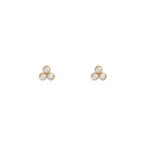 14k gold triple rose cut diamond cluster studs