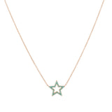 14k gold turq open star necklace