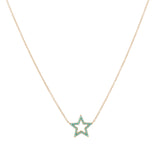 14k yellow gold turq open star necklace