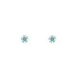 14k gold diamond turq flower earrings