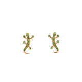 14k yellow gold green tsavolite lizard earrings
