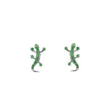 14k yellow gold green tsavolite lizard earrings