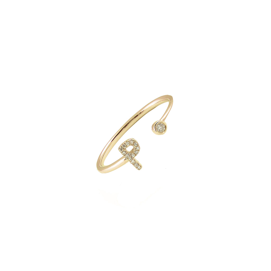 14k gold diamond initial ring