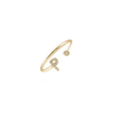 14k gold diamond initial ring