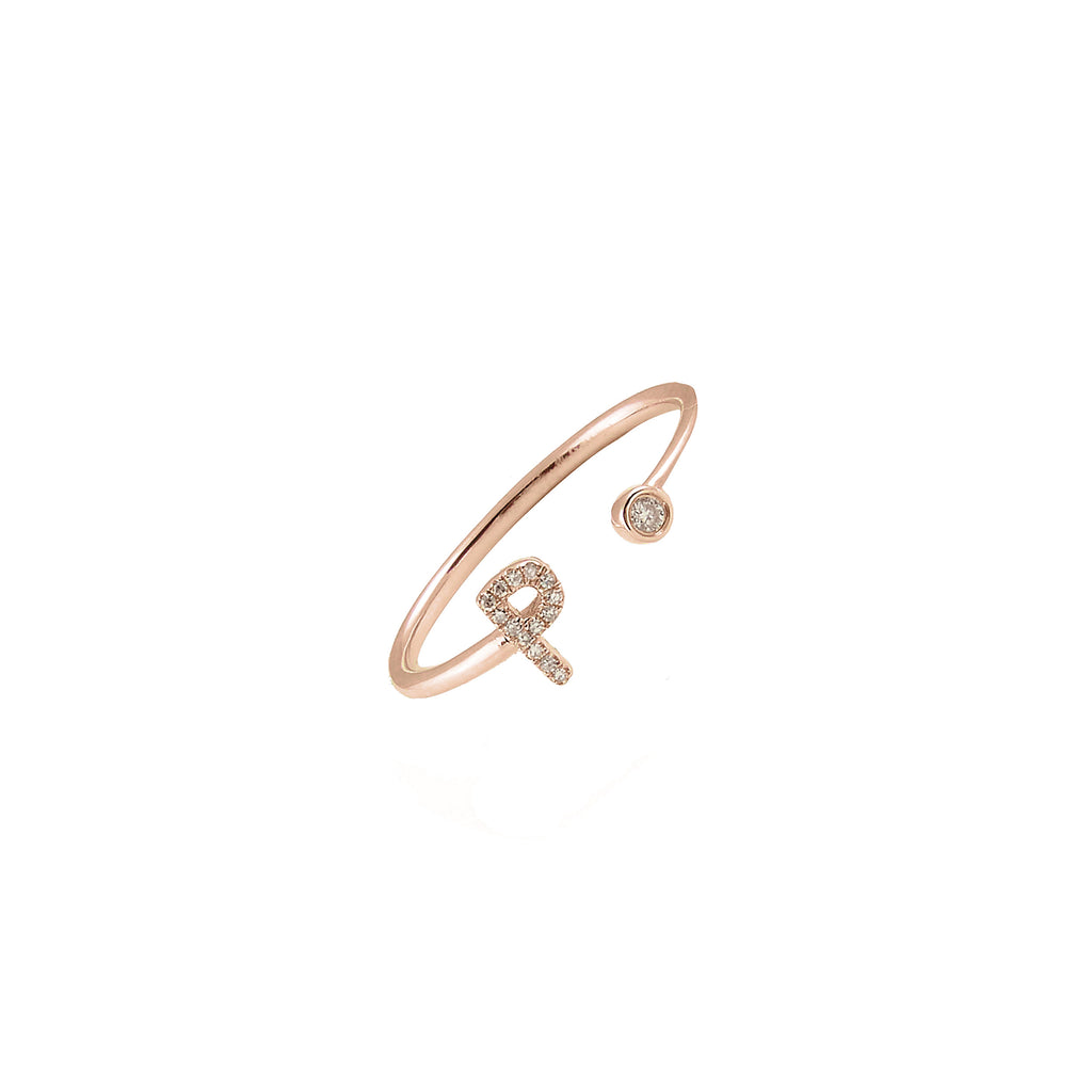 14k gold diamond initial ring