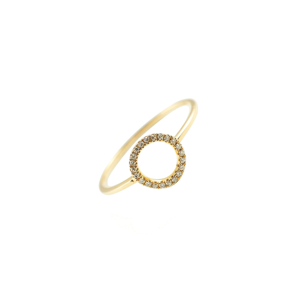 14k gold diamond open circle ring