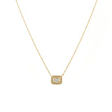 14k gold fancy diamond baguette necklace