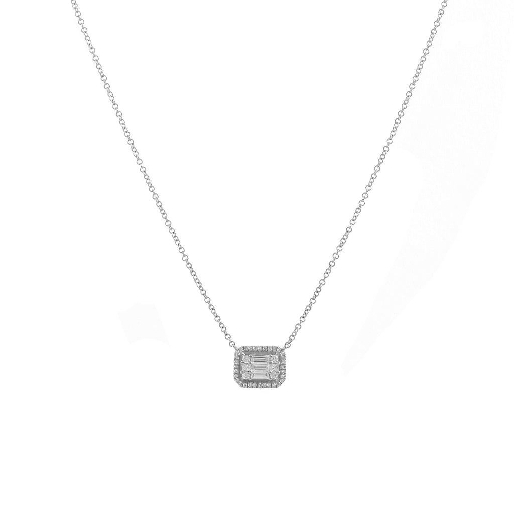 14k gold fancy diamond baguette necklace