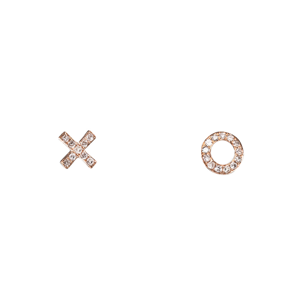 14k gold diamond xo earrings