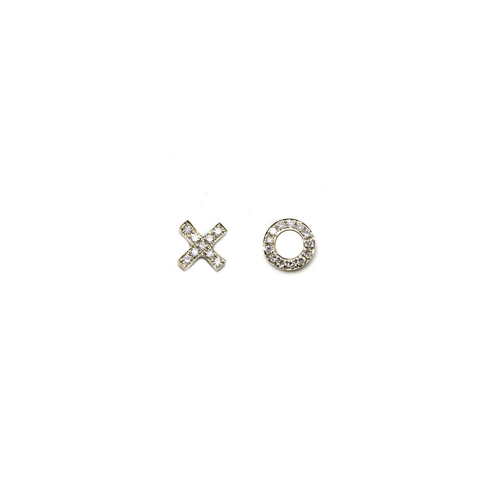 14k gold diamond xo earrings